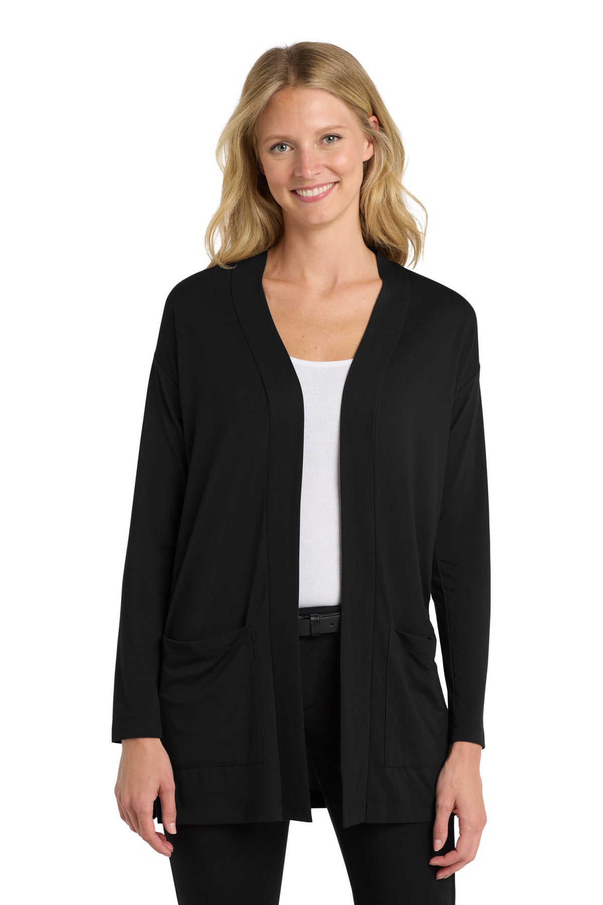 Custom Black Women's Concept Long Pocket Cardigan LK5434, personalized by SanCanDo Swag in Argyle, TX
