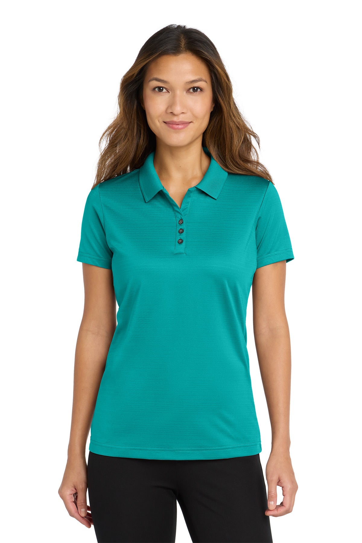 Custom Tropic Blue Women's Eclipse Stretch Polo LK587, personalized by SanCanDo Swag in Argyle, TX