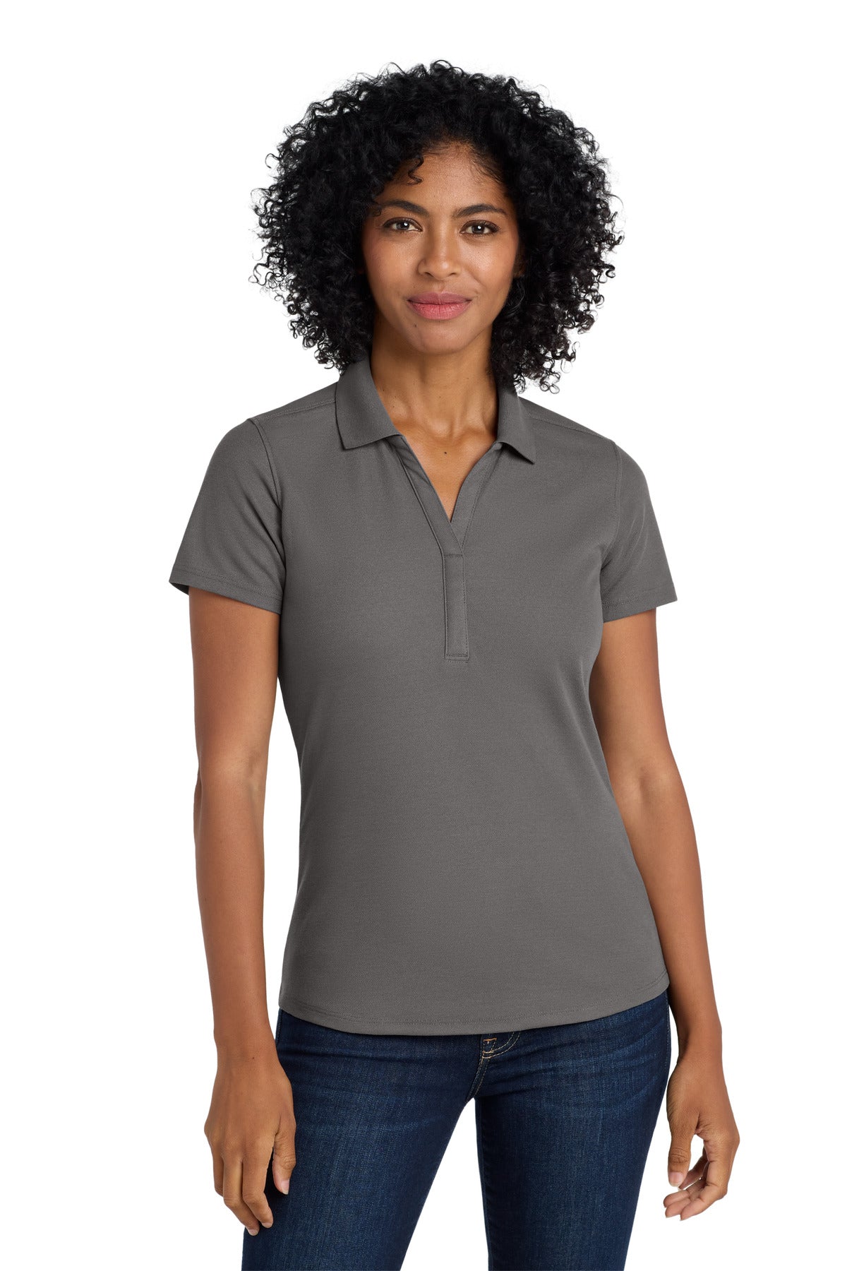 Custom Sterling Grey Women's EZPerformance Pique Polo LK600, personalized by SanCanDo Swag in Argyle, TX