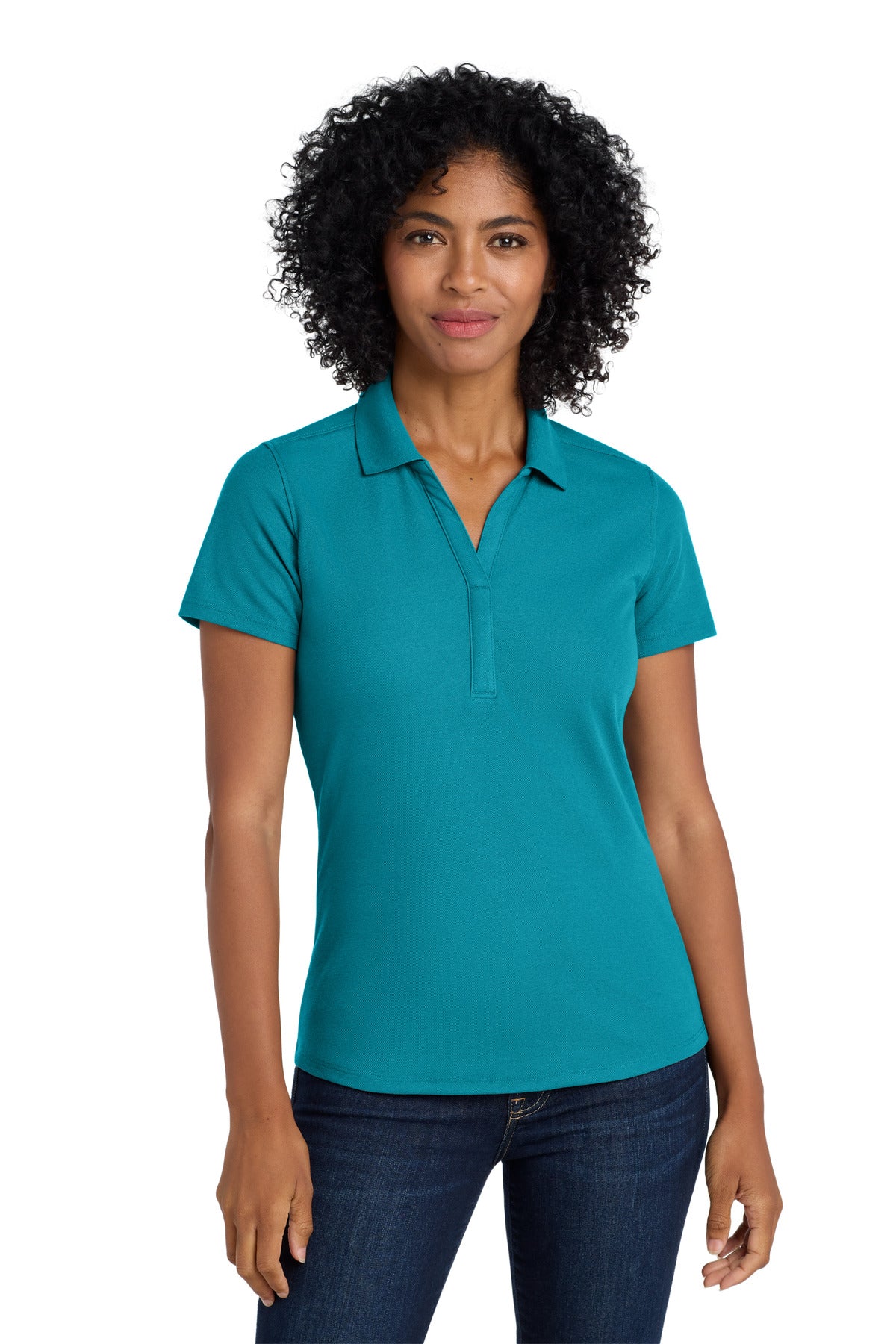 Custom Teal Women's EZPerformance Pique Polo LK600, personalized by SanCanDo Swag in Argyle, TX