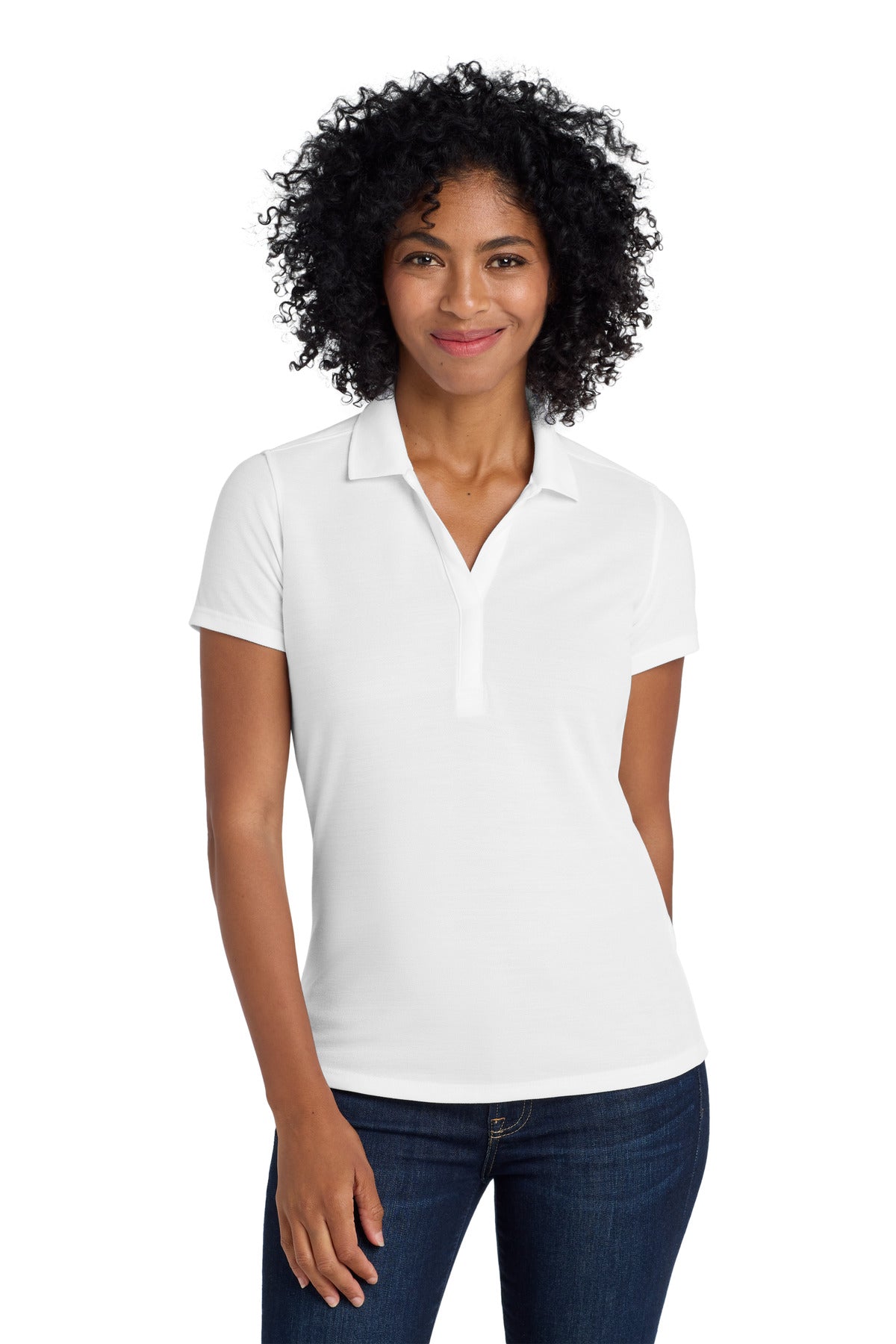 Custom White Women's EZPerformance Pique Polo LK600, personalized by SanCanDo Swag in Argyle, TX