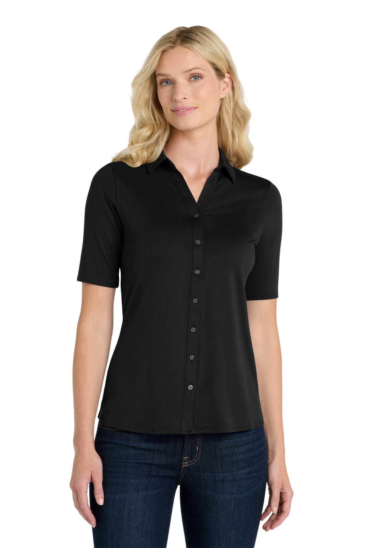 Custom Black Women's City Stretch Top LK682, personalized by SanCanDo Swag in Argyle, TX