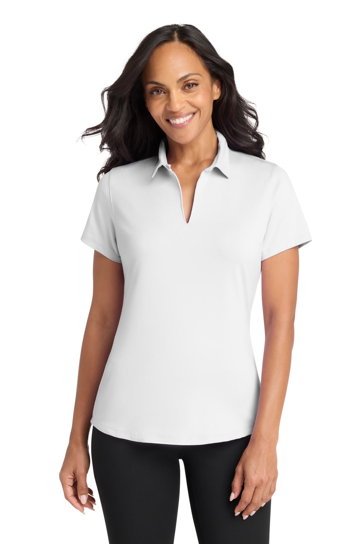 Custom White Women's City Stretch Polo LK683, personalized by SanCanDo Swag in Argyle, TX