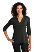 Custom Black Women's UV Choice Pique Henley LK750, personalized by SanCanDo Swag in Argyle, TX