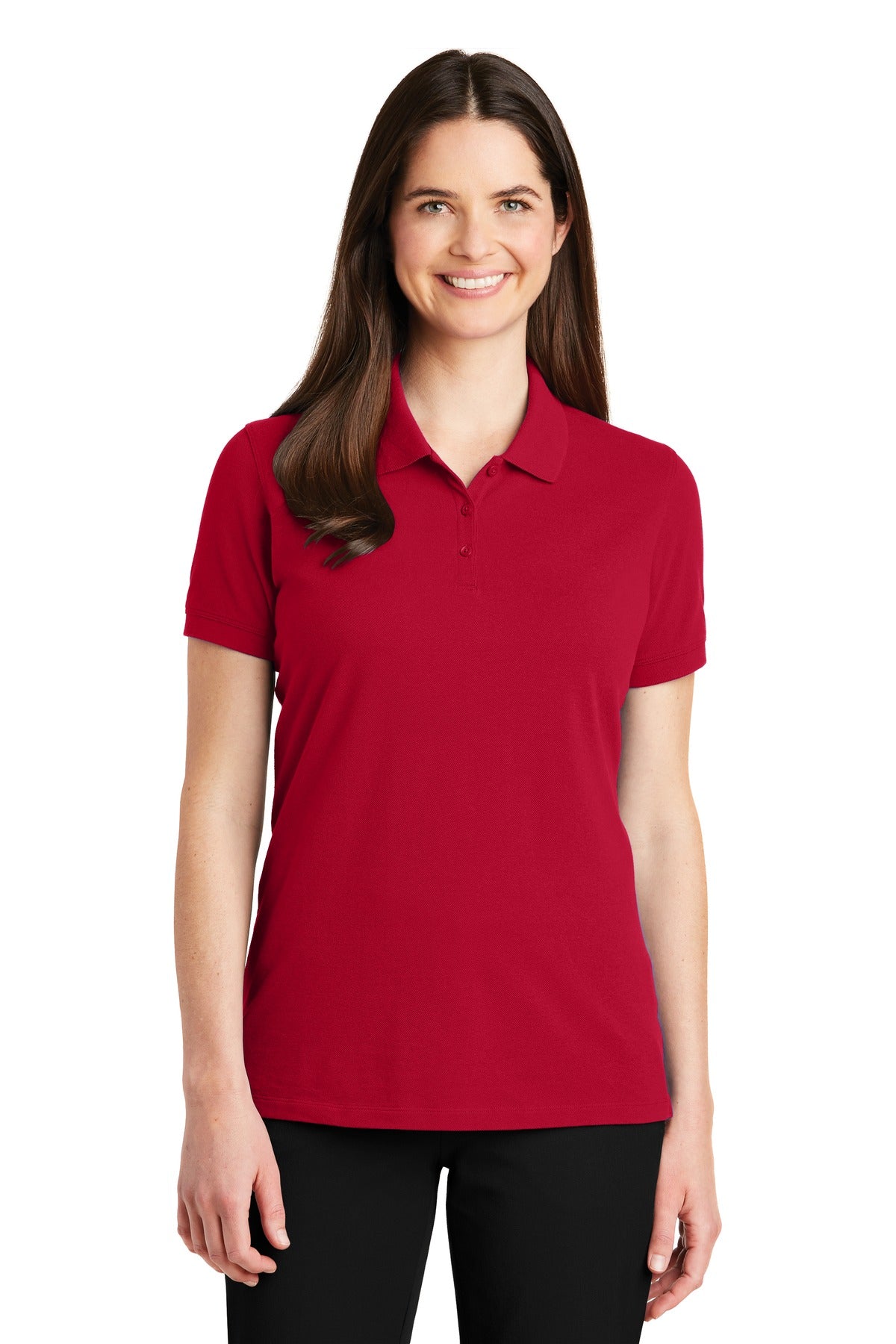 Custom Apple Red Women's EZCotton Polo LK8000, personalized by SanCanDo Swag in Argyle, TX