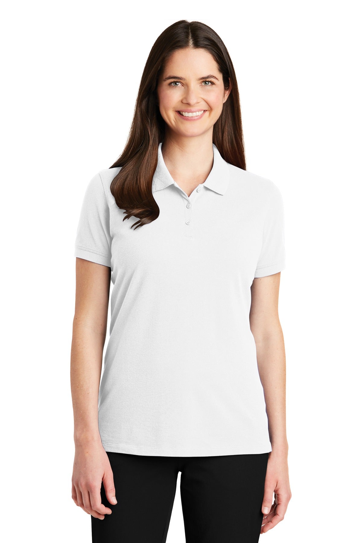 Custom White Women's EZCotton Polo LK8000, personalized by SanCanDo Swag in Argyle, TX