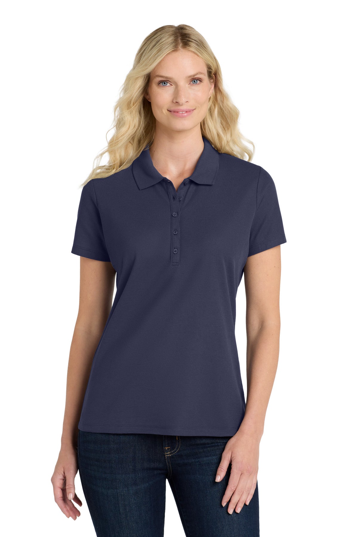 Custom True Navy Women's SuperPro React Polo LK810, personalized by SanCanDo Swag in Argyle, TX