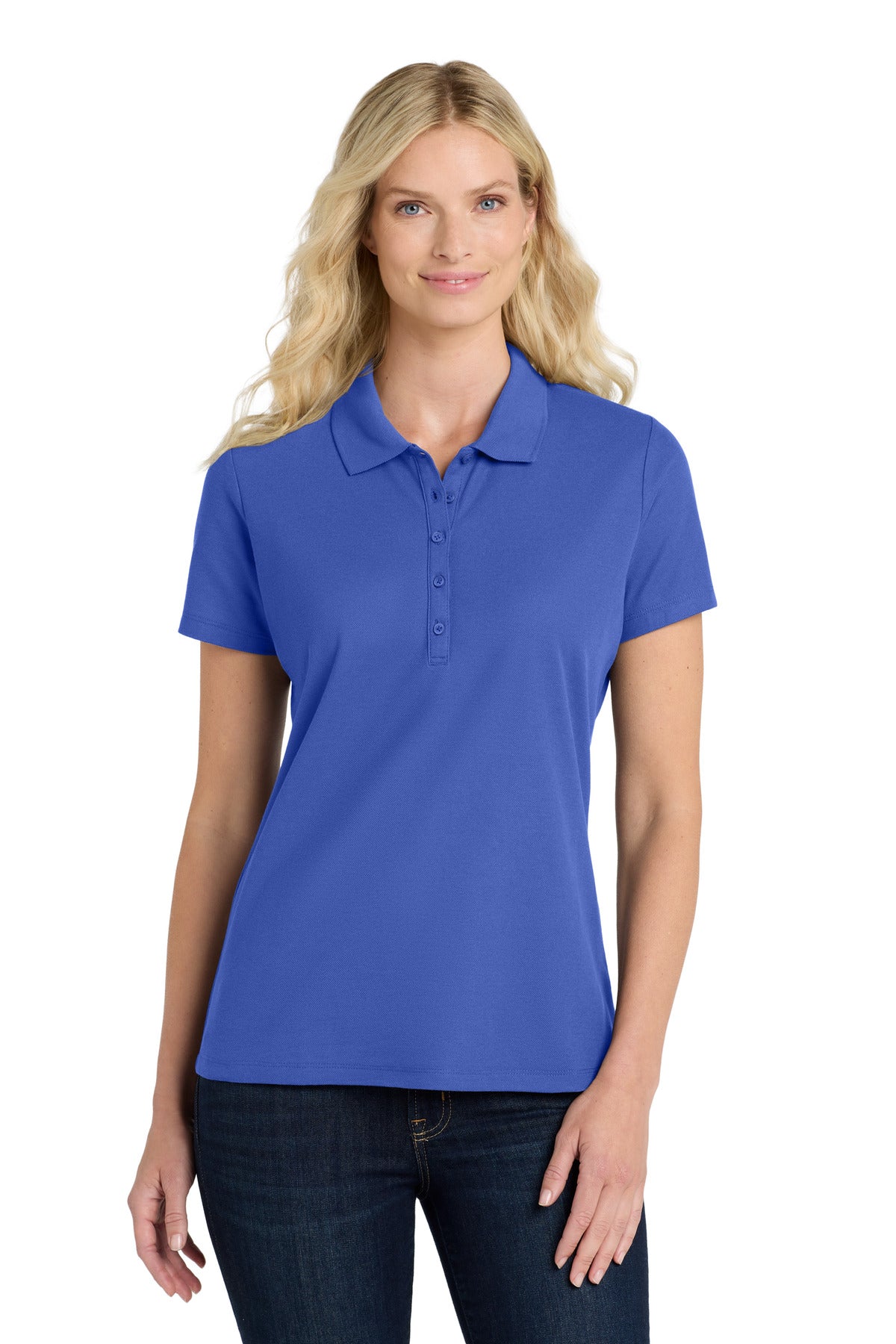 Custom True Royal Women's SuperPro React Polo LK810, personalized by SanCanDo Swag in Argyle, TX