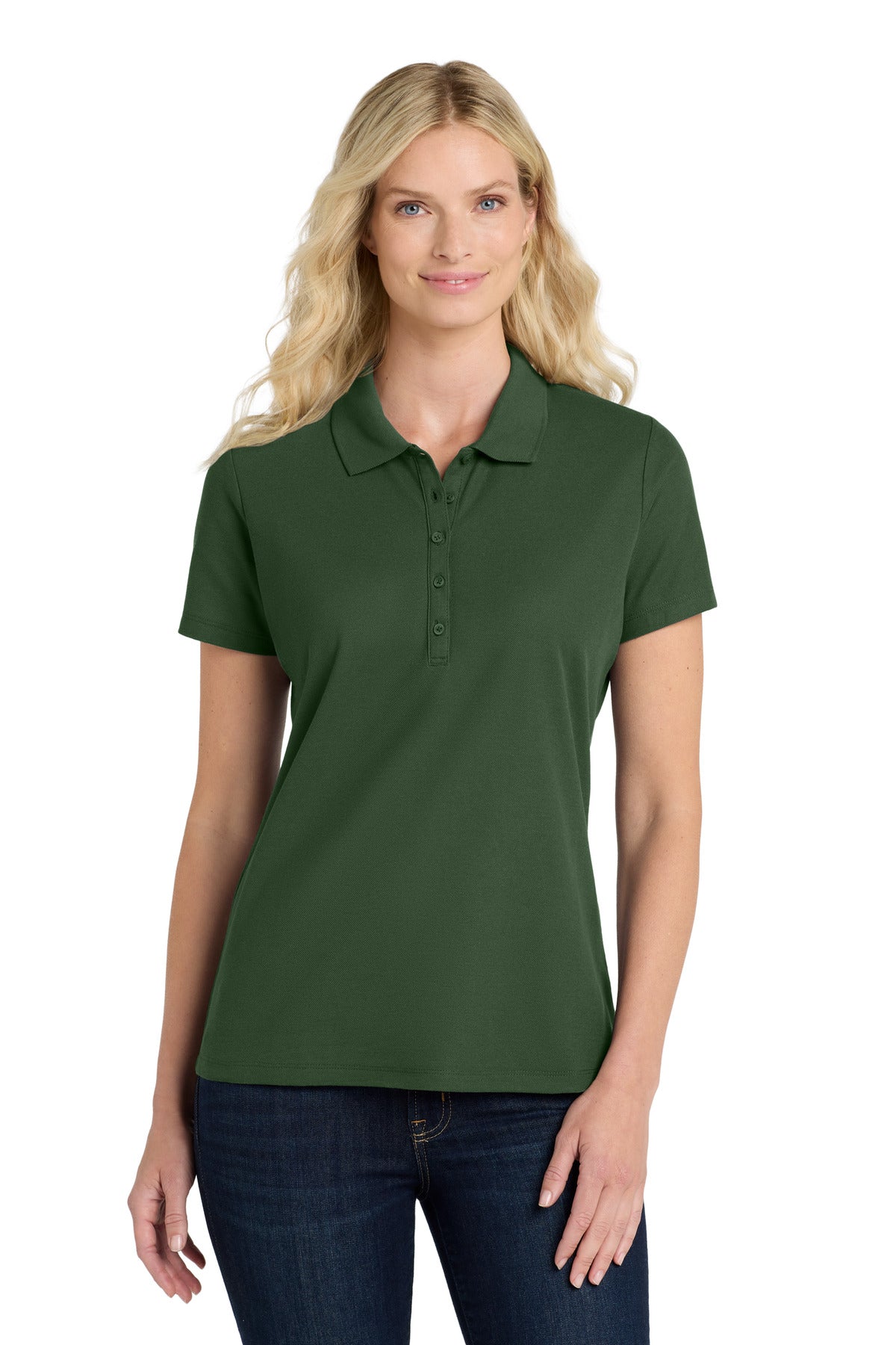 Custom Dark Green Women's SuperPro React Polo LK810, personalized by SanCanDo Swag in Argyle, TX