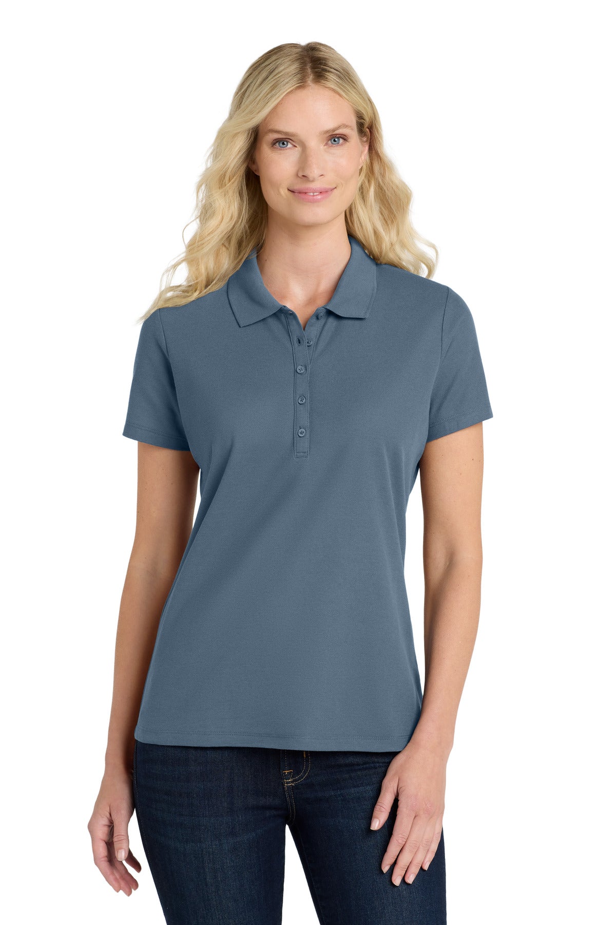 Custom Regatta Blue Women's SuperPro React Polo LK810, personalized by SanCanDo Swag in Argyle, TX