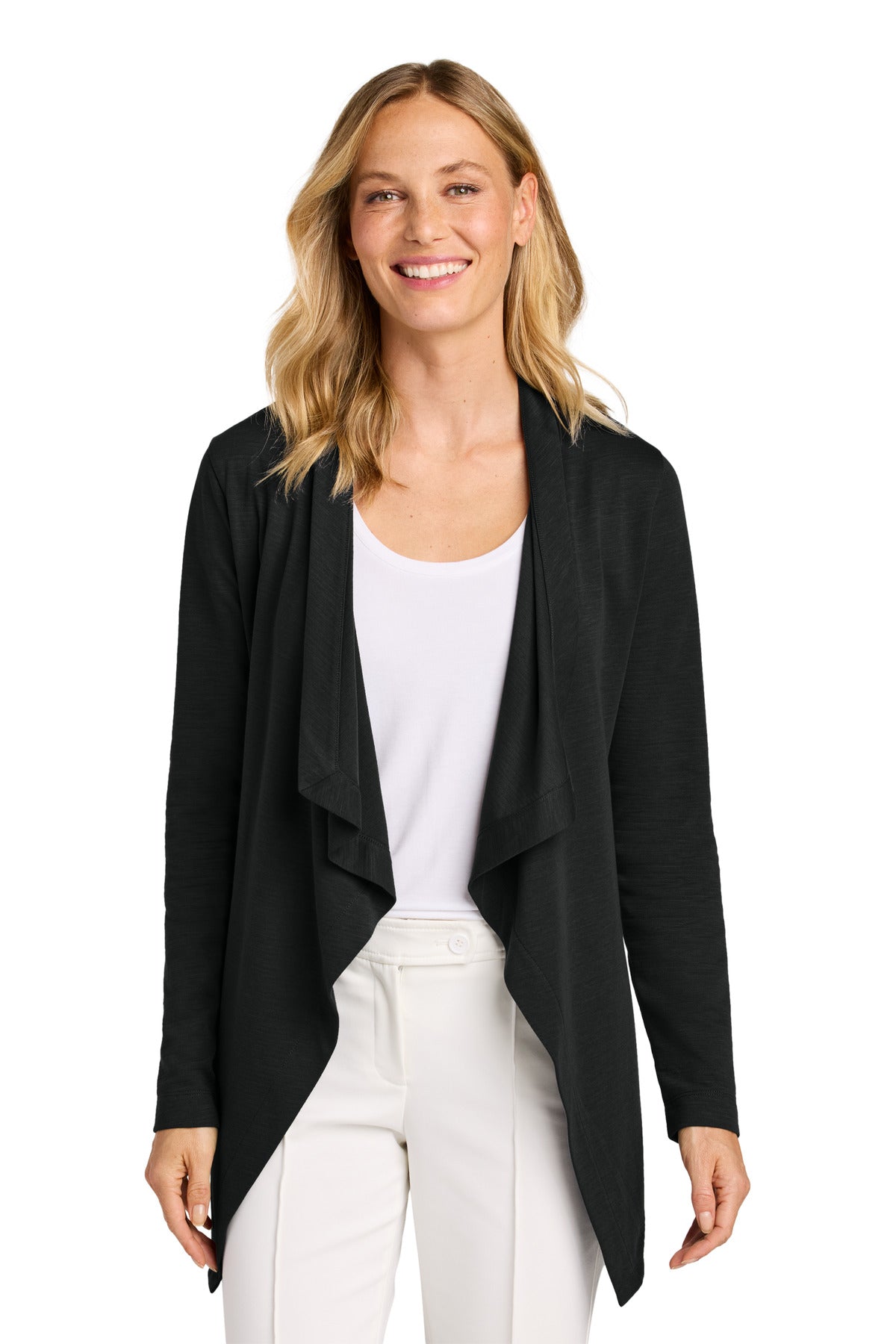 Custom Deep Black Women's Breakwater Open Cardigan LK820, personalized by SanCanDo Swag in Argyle, TX