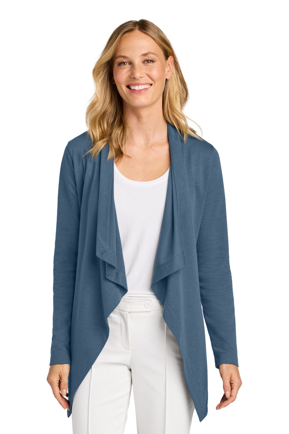 Custom Dusk Blue Women's Breakwater Open Cardigan LK820, personalized by SanCanDo Swag in Argyle, TX