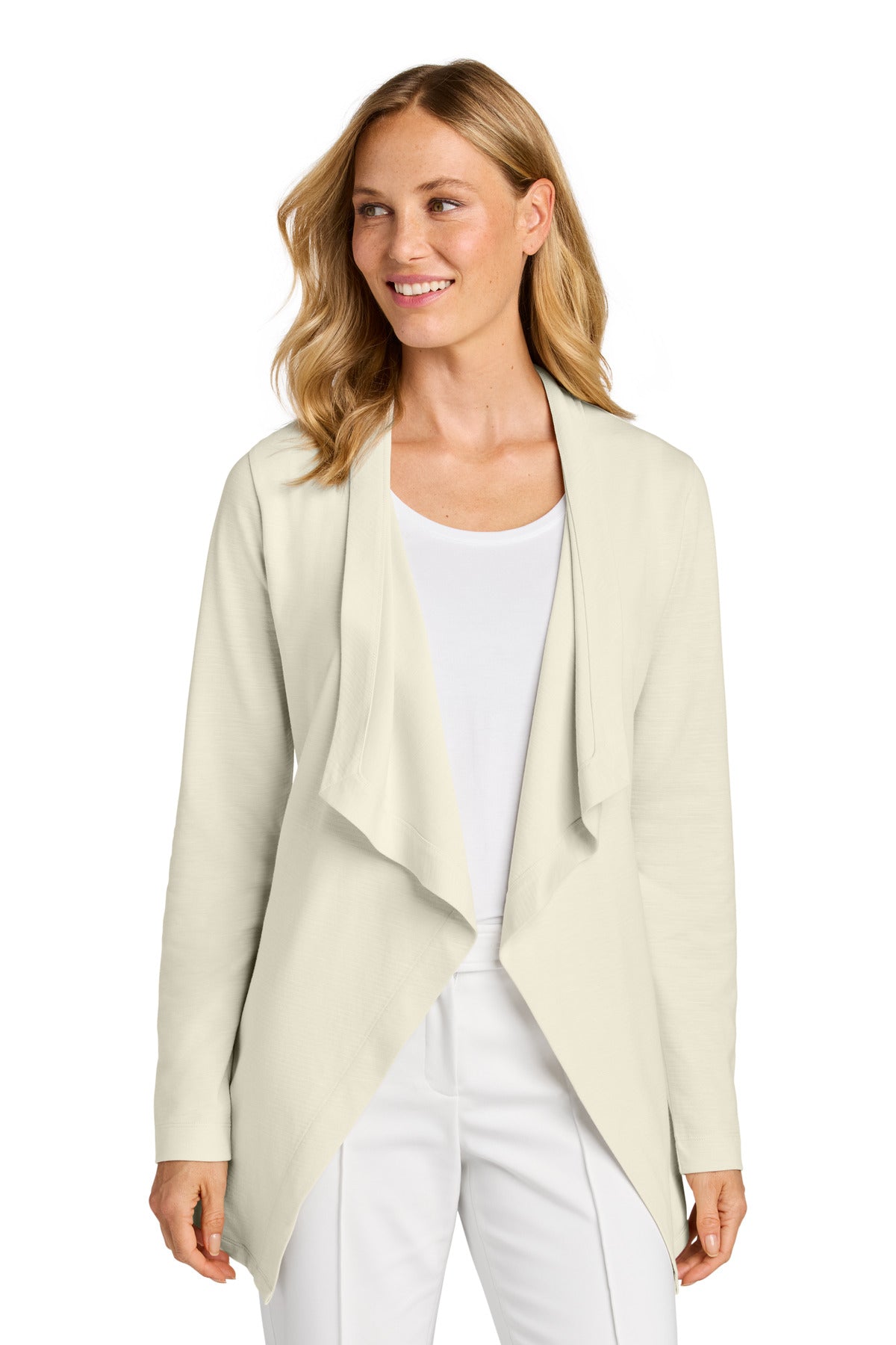 Custom Parchment Women's Breakwater Open Cardigan LK820, personalized by SanCanDo Swag in Argyle, TX