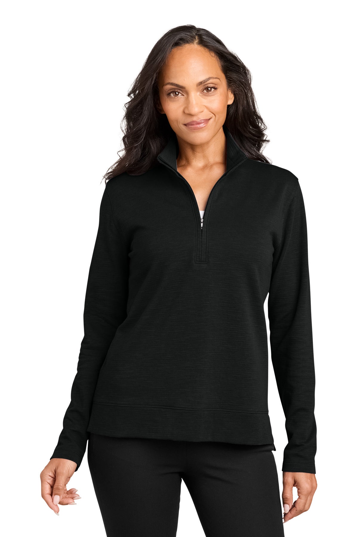 Custom Deep Black Women's Breakwater 1/4-Zip LK821, personalized by SanCanDo Swag in Argyle, TX