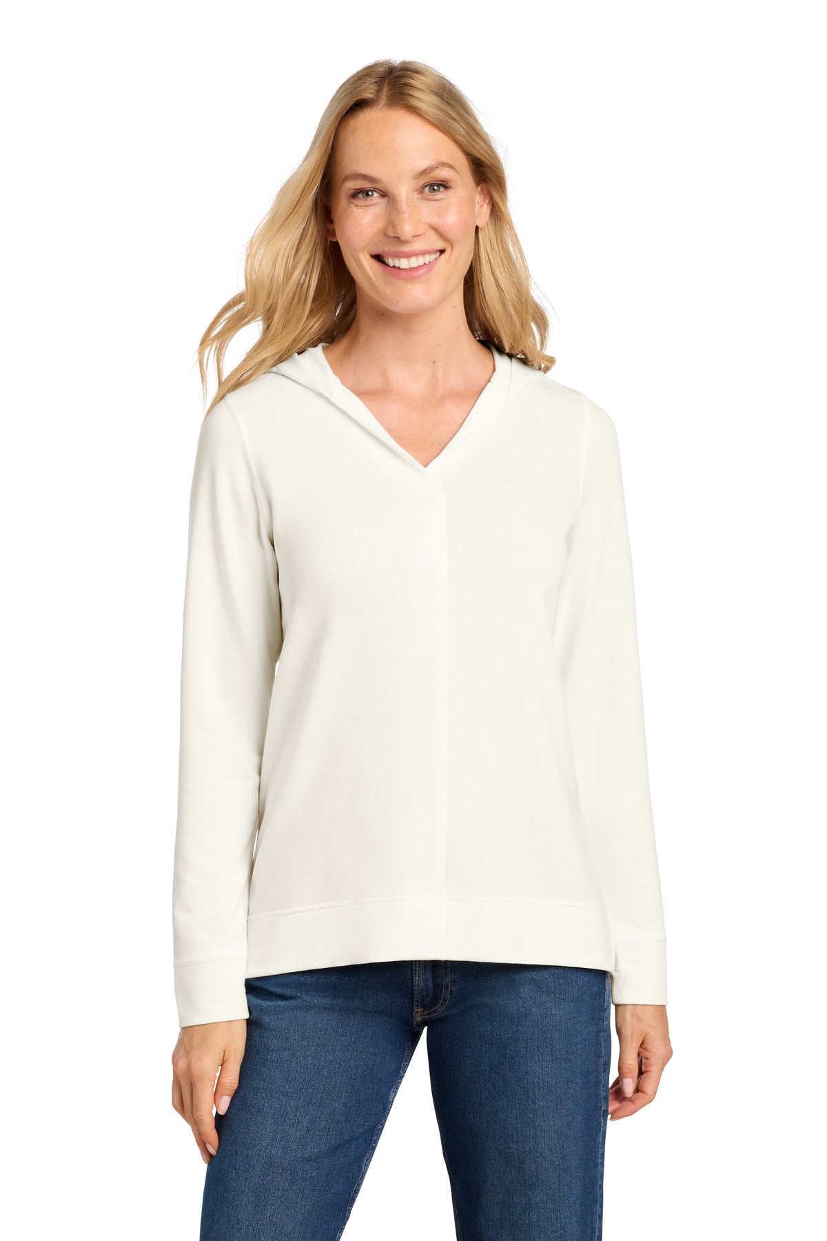 Custom Ivory Chiffon Women's Microterry Pullover Hoodie LK826, personalized by SanCanDo Swag in Argyle, TX