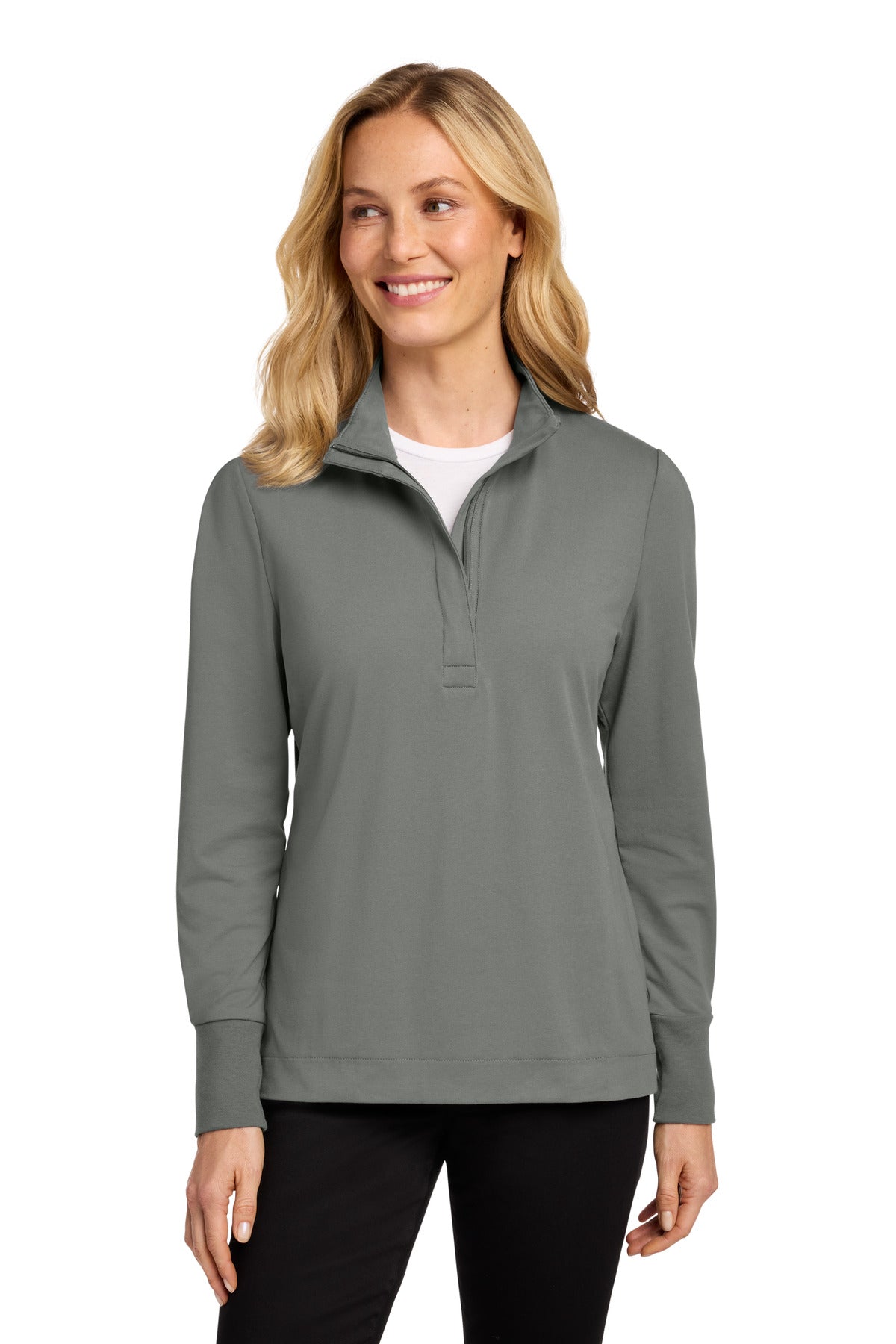 Custom Shadow Grey Women's Fairway Stretch 1/4-Zip LK829, personalized by SanCanDo Swag in Argyle, TX