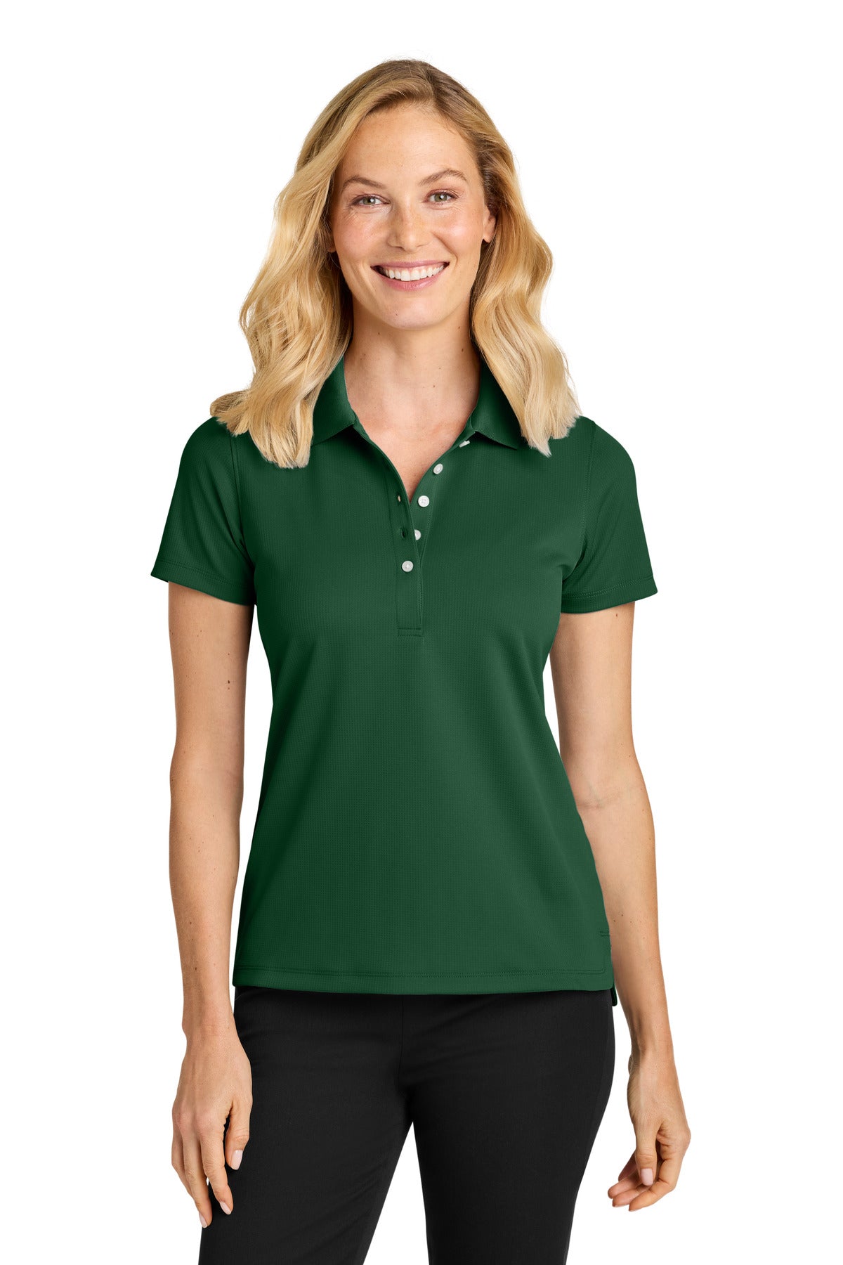 Custom Hunter Green Women's Dry Zone Stain-Release Grid Polo LK845, personalized by SanCanDo Swag in Argyle, TX