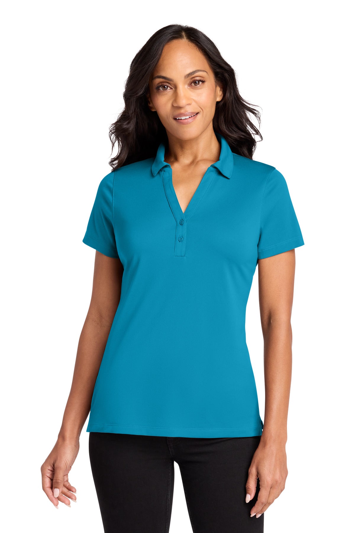 Custom Parcel Blue Women's C-FREE Performance Polo LK863, personalized by SanCanDo Swag in Argyle, TX