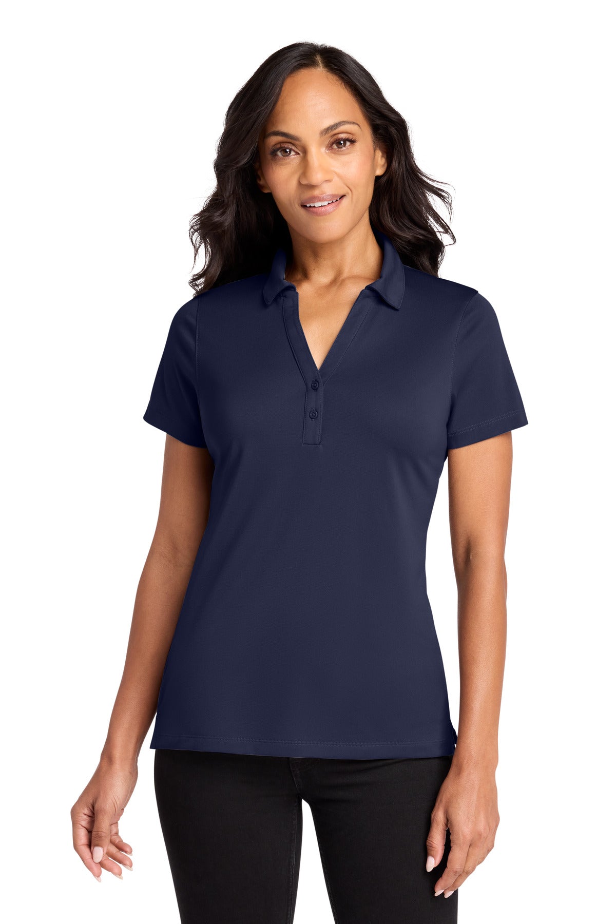 Custom True Navy Women's C-FREE Performance Polo LK863, personalized by SanCanDo Swag in Argyle, TX