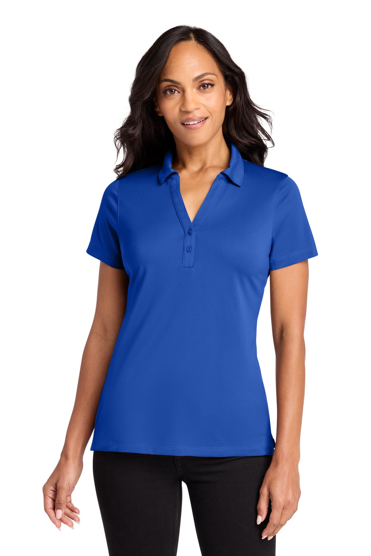 Custom True Royal Women's C-FREE Performance Polo LK863, personalized by SanCanDo Swag in Argyle, TX