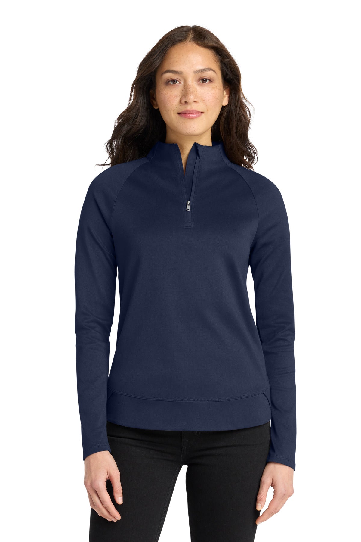 Custom True Navy Women's C-FREE Cypress 1/4-Zip LK870, personalized by SanCanDo Swag in Argyle, TX