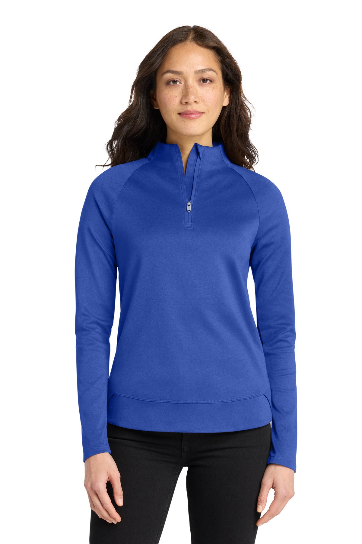 Custom True Royal Women's C-FREE Cypress 1/4-Zip LK870, personalized by SanCanDo Swag in Argyle, TX