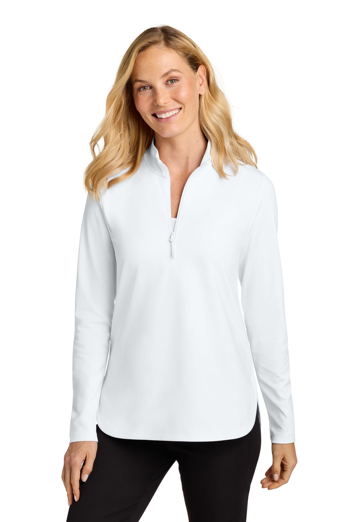 Custom White Women's C-FREE Double Knit 1/4-Zip LK880, personalized by SanCanDo Swag in Argyle, TX