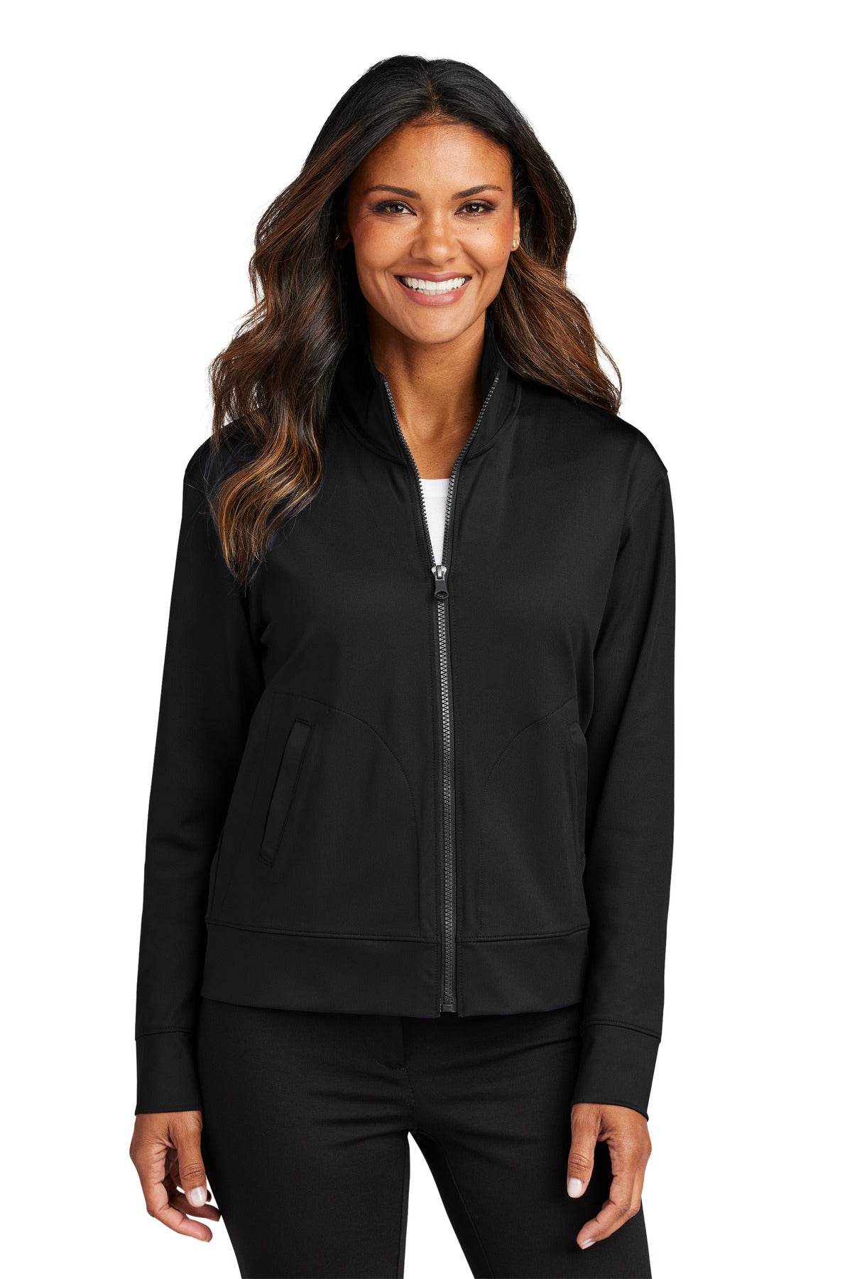 Custom Deep Black Women's C-FREE Double Knit Full-Zip LK881, personalized by SanCanDo Swag in Argyle, TX