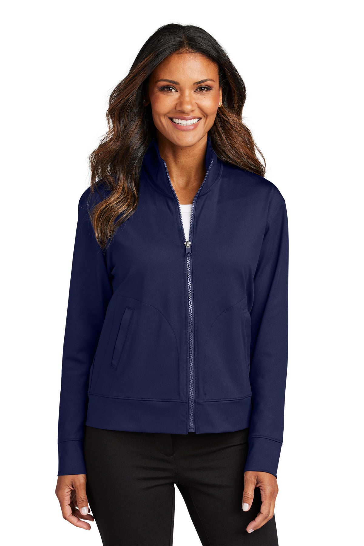 Custom True Navy Women's C-FREE Double Knit Full-Zip LK881, personalized by SanCanDo Swag in Argyle, TX