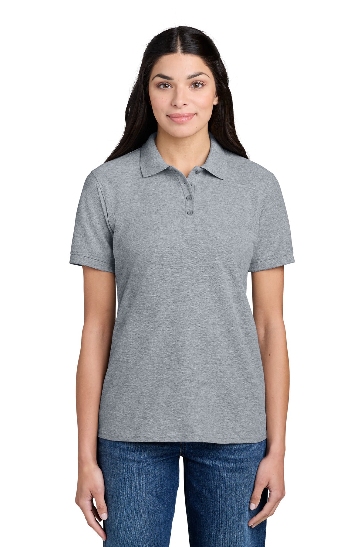 Custom Athletic Heather Women's Core Blend Pique Polo LKP155, personalized by SanCanDo Swag in Argyle, TX