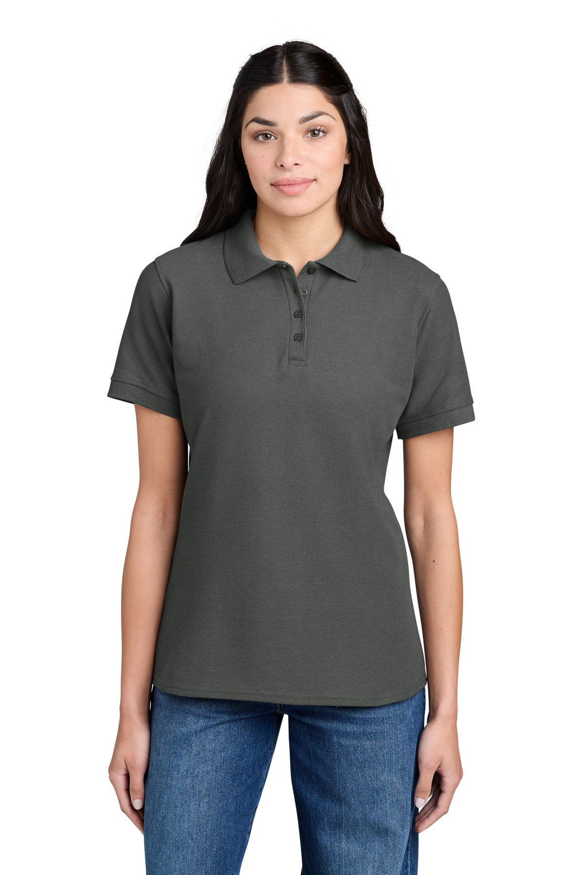 Custom Charcoal Women's Core Blend Pique Polo LKP155, personalized by SanCanDo Swag in Argyle, TX