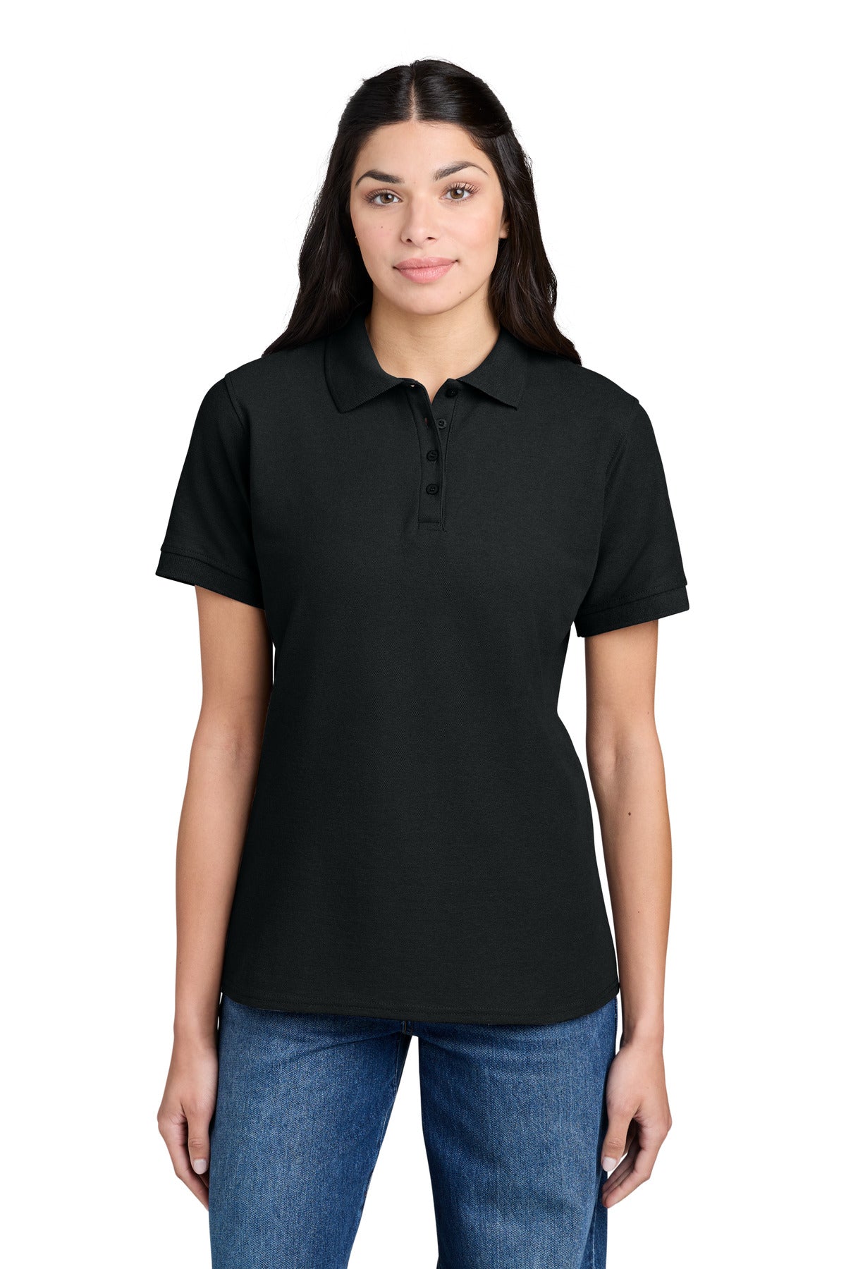 Custom Jet Black Women's Core Blend Pique Polo LKP155, personalized by SanCanDo Swag in Argyle, TX