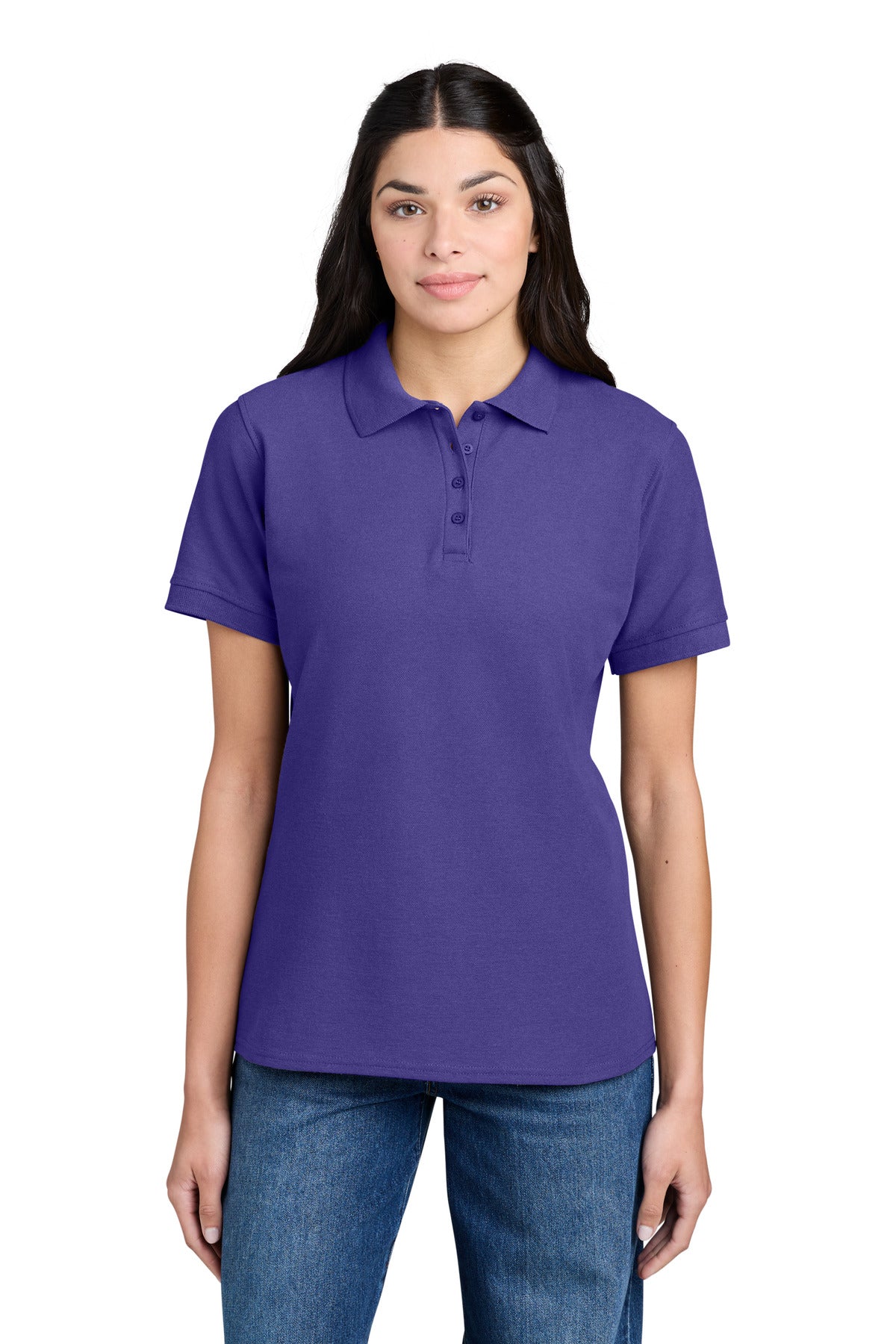 Custom Purple Women's Core Blend Pique Polo LKP155, personalized by SanCanDo Swag in Argyle, TX