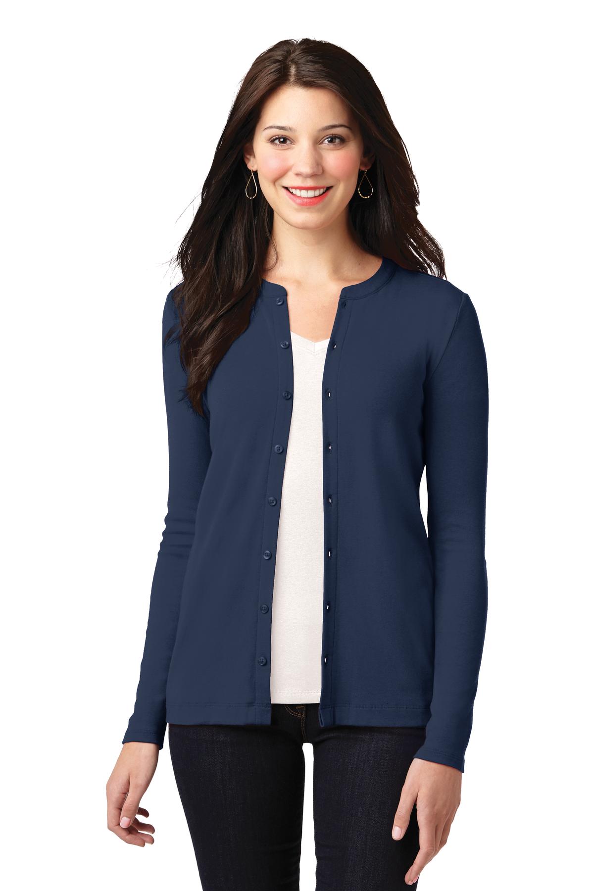 Custom Dress Blue Navy Concept Stretch Button-Front Cardigan LM1008, personalized by SanCanDo Swag in Argyle, TX