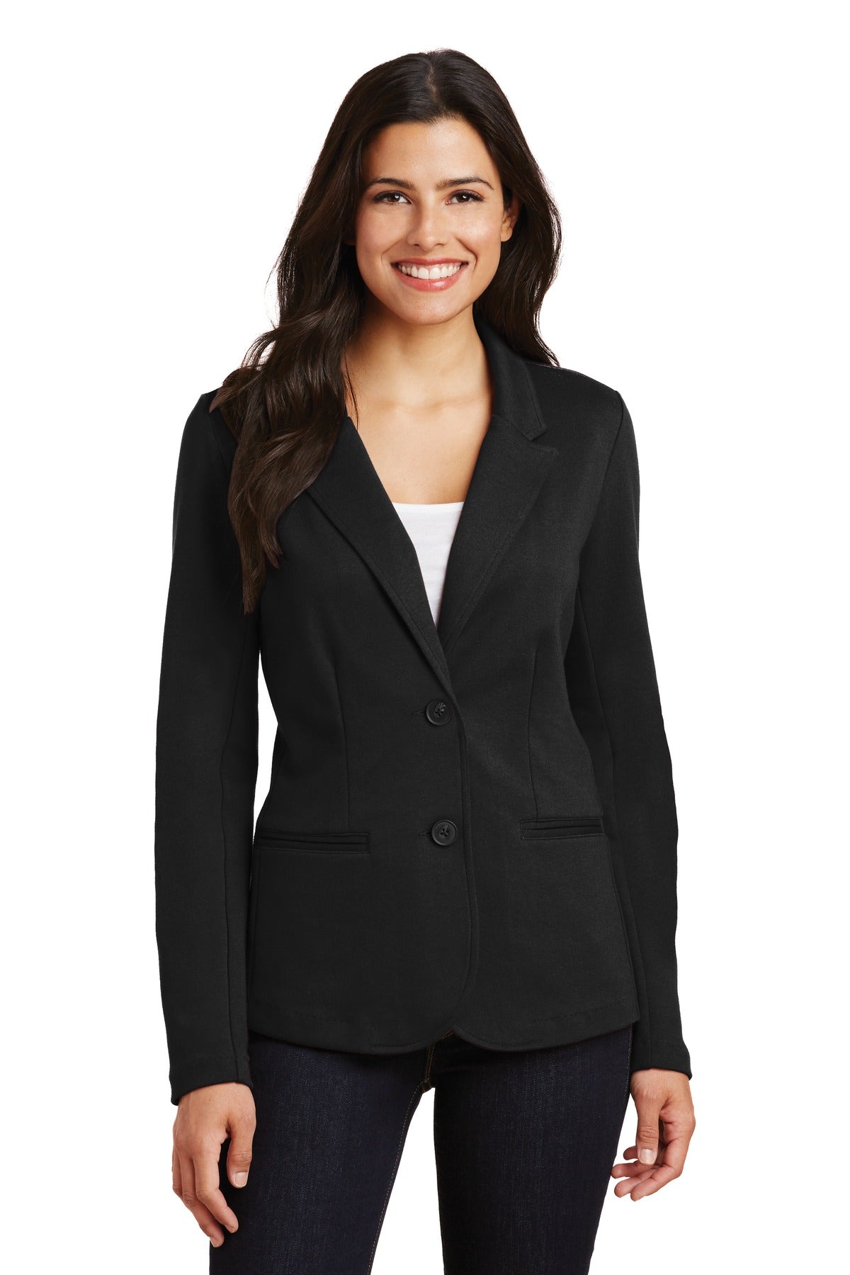 Custom Black Women's Knit Blazer LM2000, personalized by SanCanDo Swag in Argyle, TX