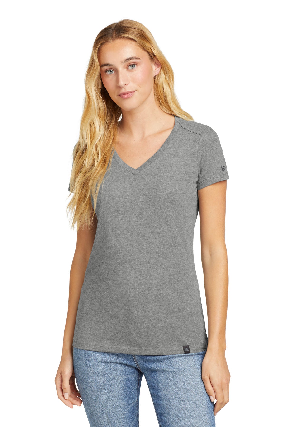 Custom Shadow Grey Heather Women's Heritage Blend V-Neck Tee LNEA101, personalized by SanCanDo Swag in Argyle, TX