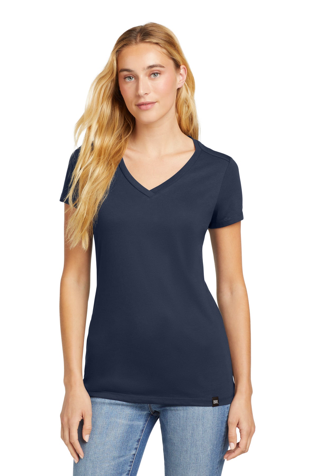 Custom True Navy Women's Heritage Blend V-Neck Tee LNEA101, personalized by SanCanDo Swag in Argyle, TX