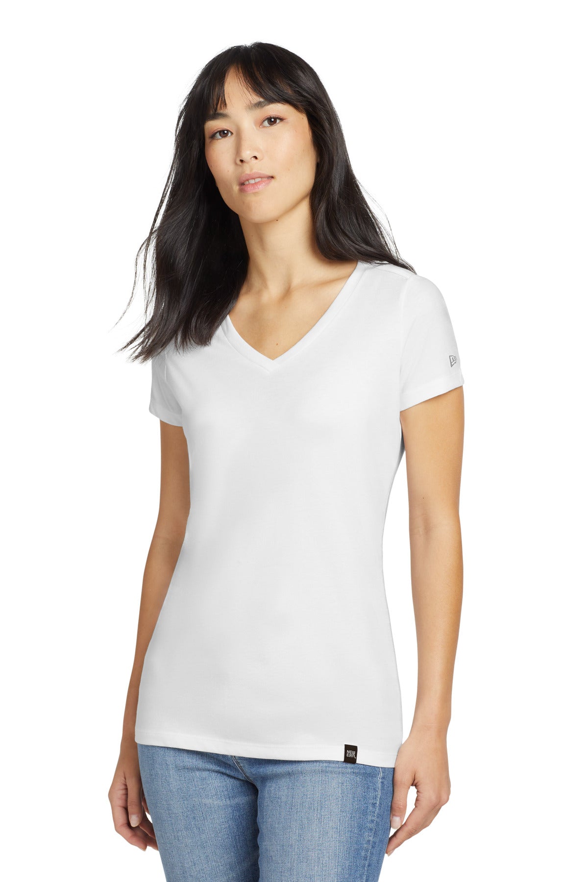 Custom White Women's Heritage Blend V-Neck Tee LNEA101, personalized by SanCanDo Swag in Argyle, TX