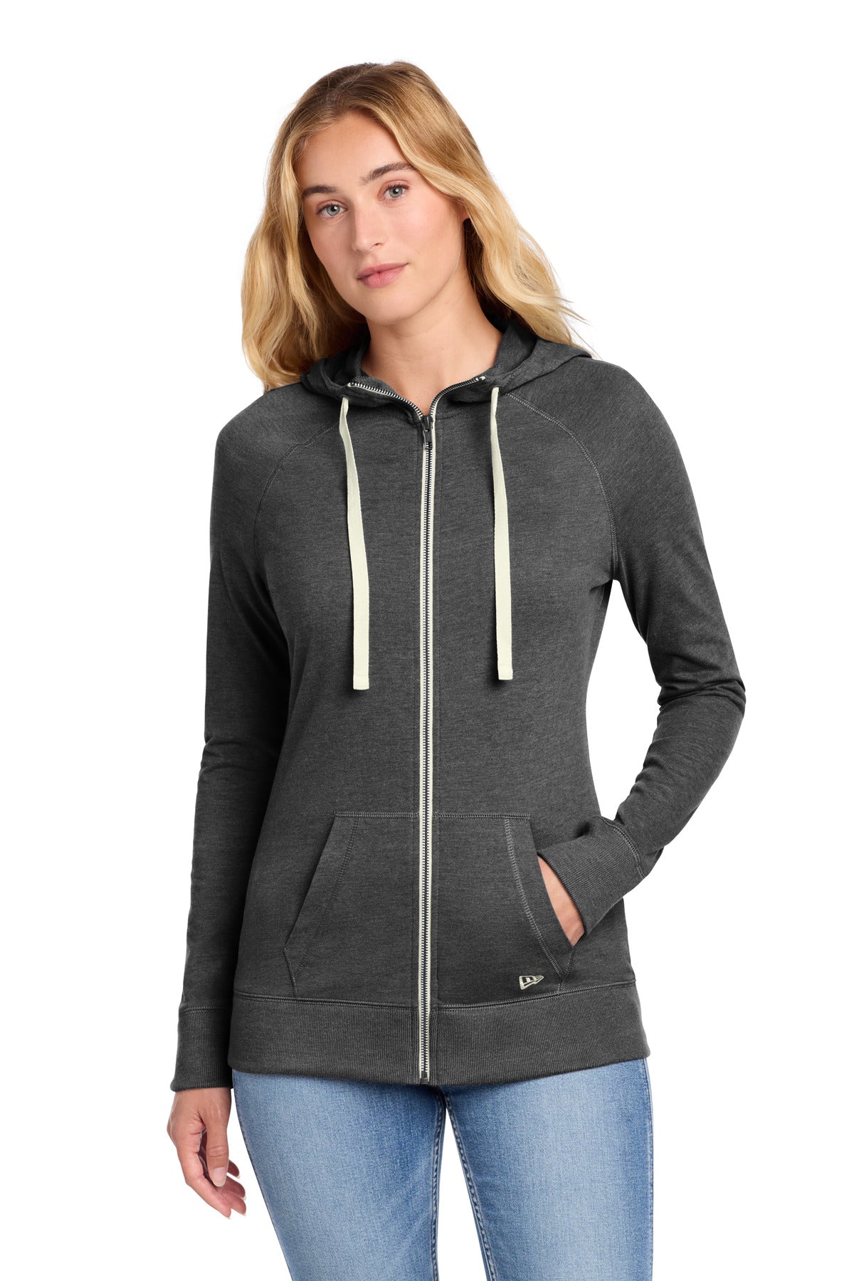 Custom Black Heather Sueded Cotton Blend Full-Zip Hoodie LNEA122, personalized by SanCanDo Swag in Argyle, TX