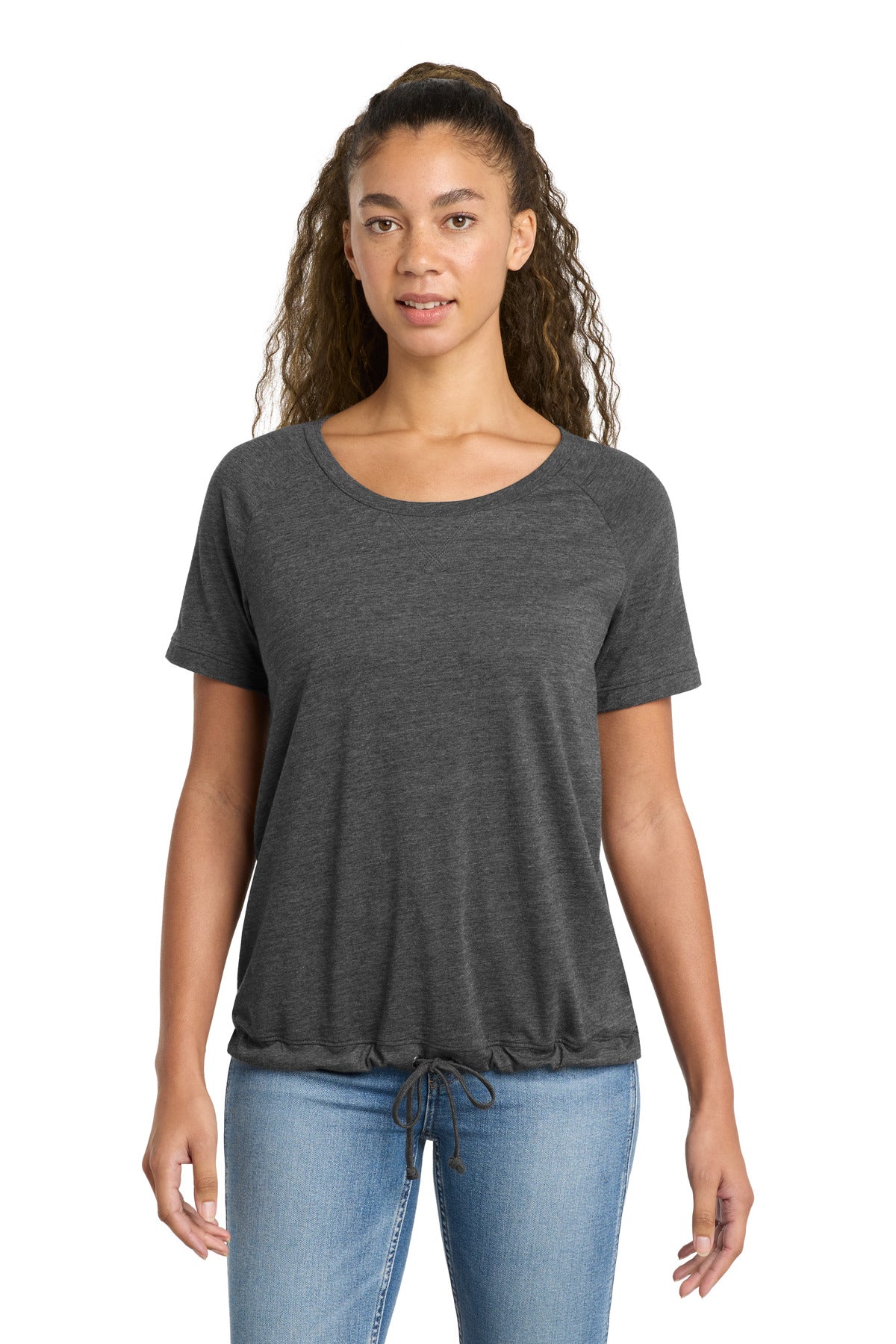 Custom Dark Graphite Women's Tri-Blend Performance Cinch Tee LNEA133, personalized by SanCanDo Swag in Argyle, TX