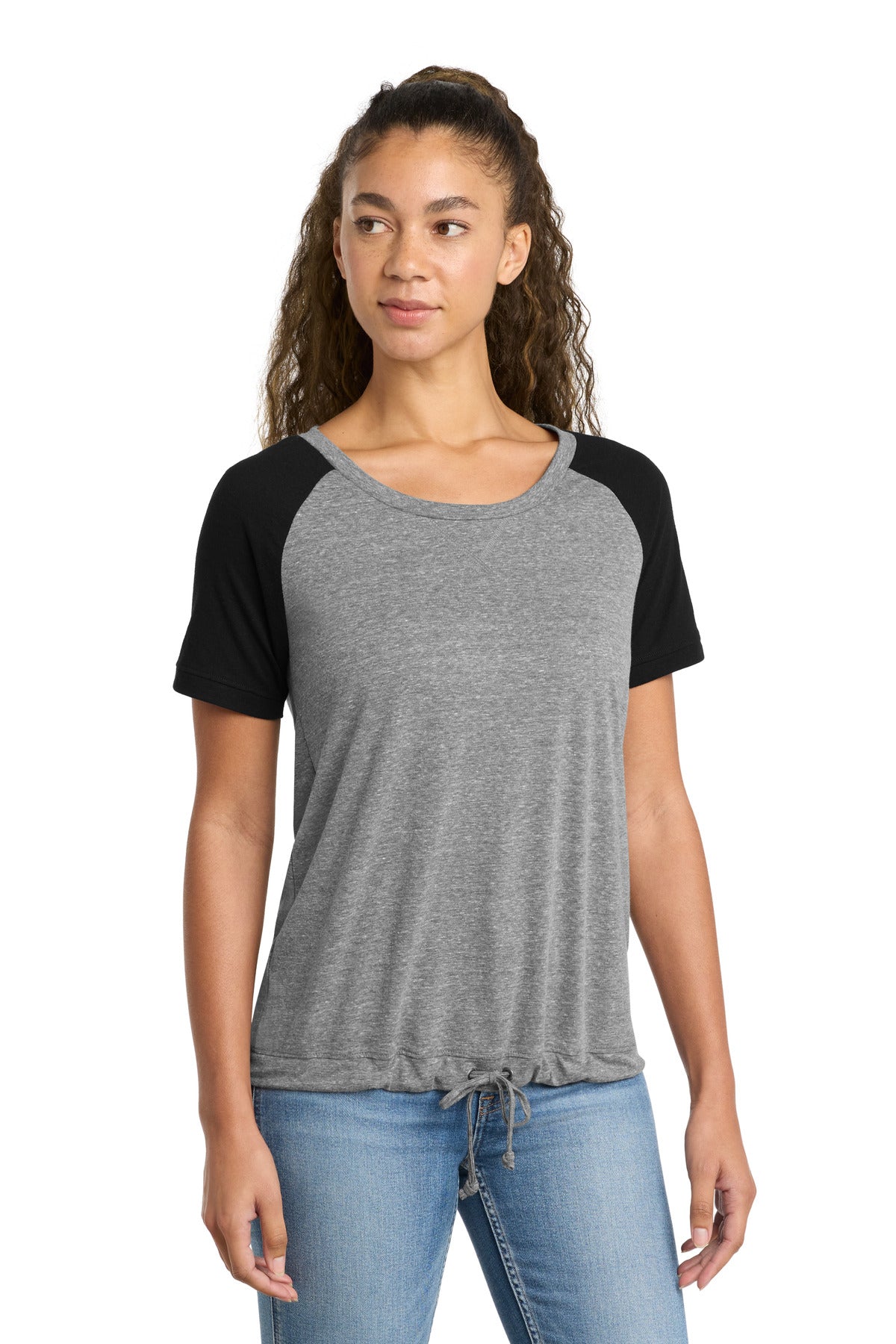 Custom Shadow Grey/ Black Women's Tri-Blend Performance Cinch Tee LNEA133, personalized by SanCanDo Swag in Argyle, TX