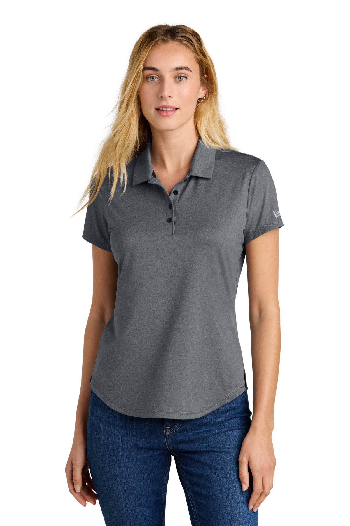 Custom Shadow Grey Heather Women's Power Polo LNEA225, personalized by SanCanDo Swag in Argyle, TX