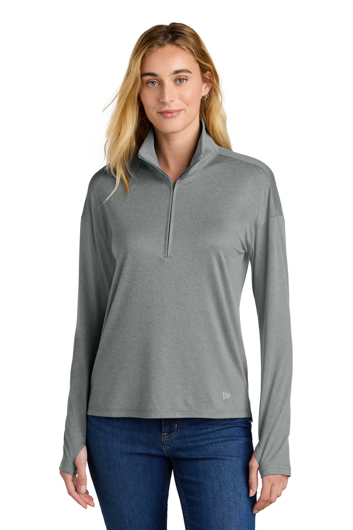 Custom Shadow Grey Heather Women's Power 1/2-Zip LNEA228, personalized by SanCanDo Swag in Argyle, TX