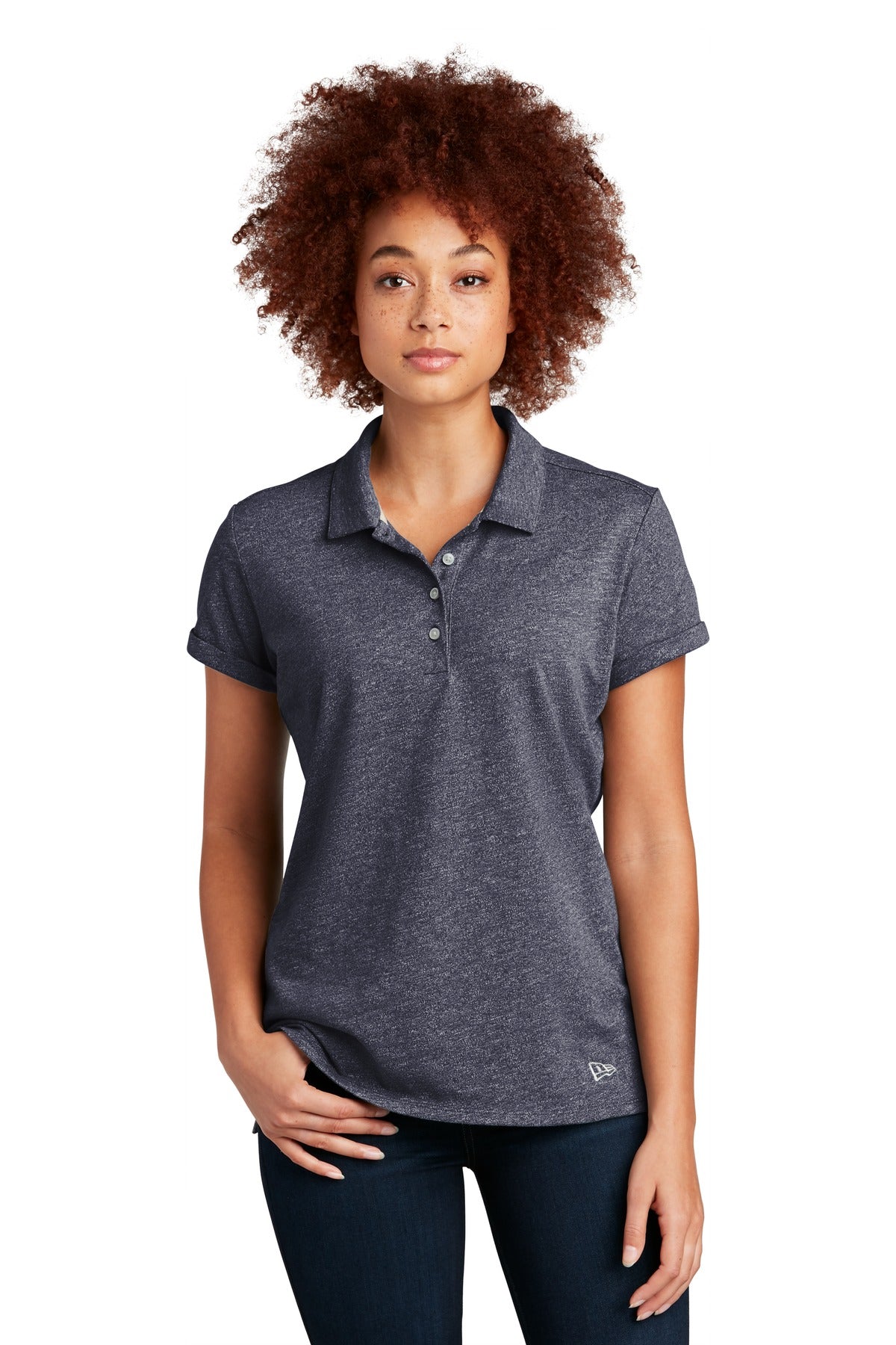 Custom True Navy Twist Women's Slub Twist Polo LNEA301, personalized by SanCanDo Swag in Argyle, TX