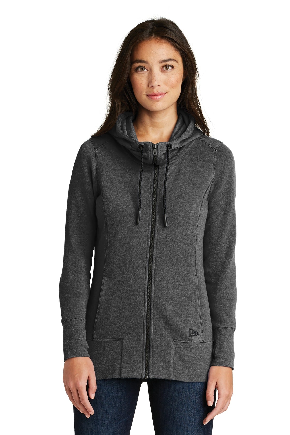 Custom Black Heather Women's Tri-Blend Fleece Full-Zip Hoodie LNEA511, personalized by SanCanDo Swag in Argyle, TX