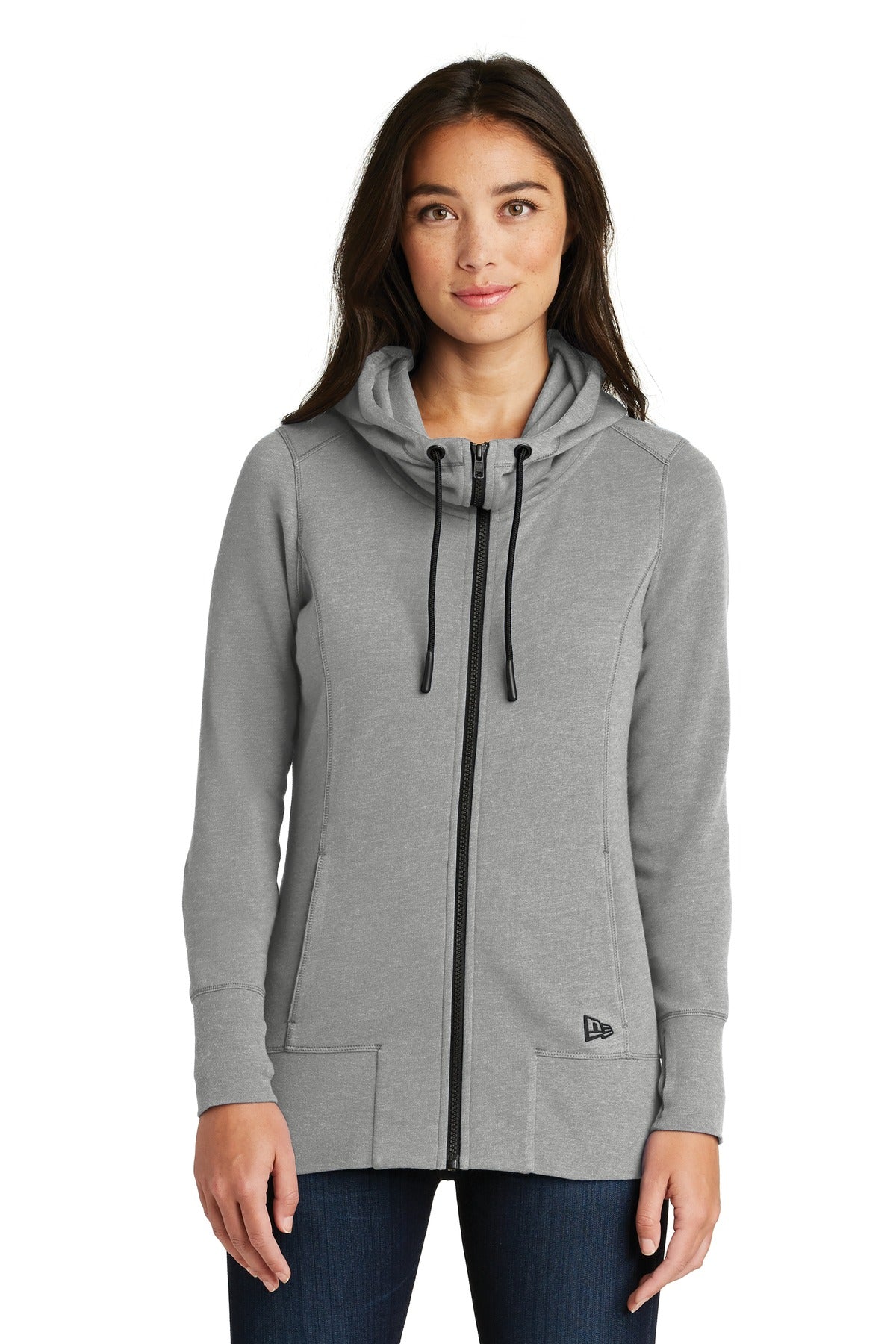 Custom Shadow Grey Heather Women's Tri-Blend Fleece Full-Zip Hoodie LNEA511, personalized by SanCanDo Swag in Argyle, TX