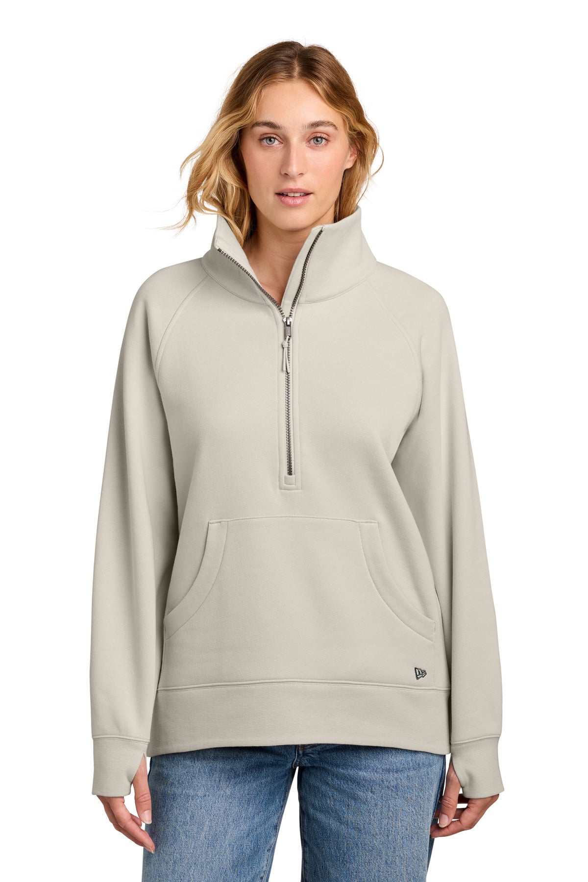 Custom Soft Beige Women's Heritage Fleece 1/2-Zip LNEA528, personalized by SanCanDo Swag in Argyle, TX