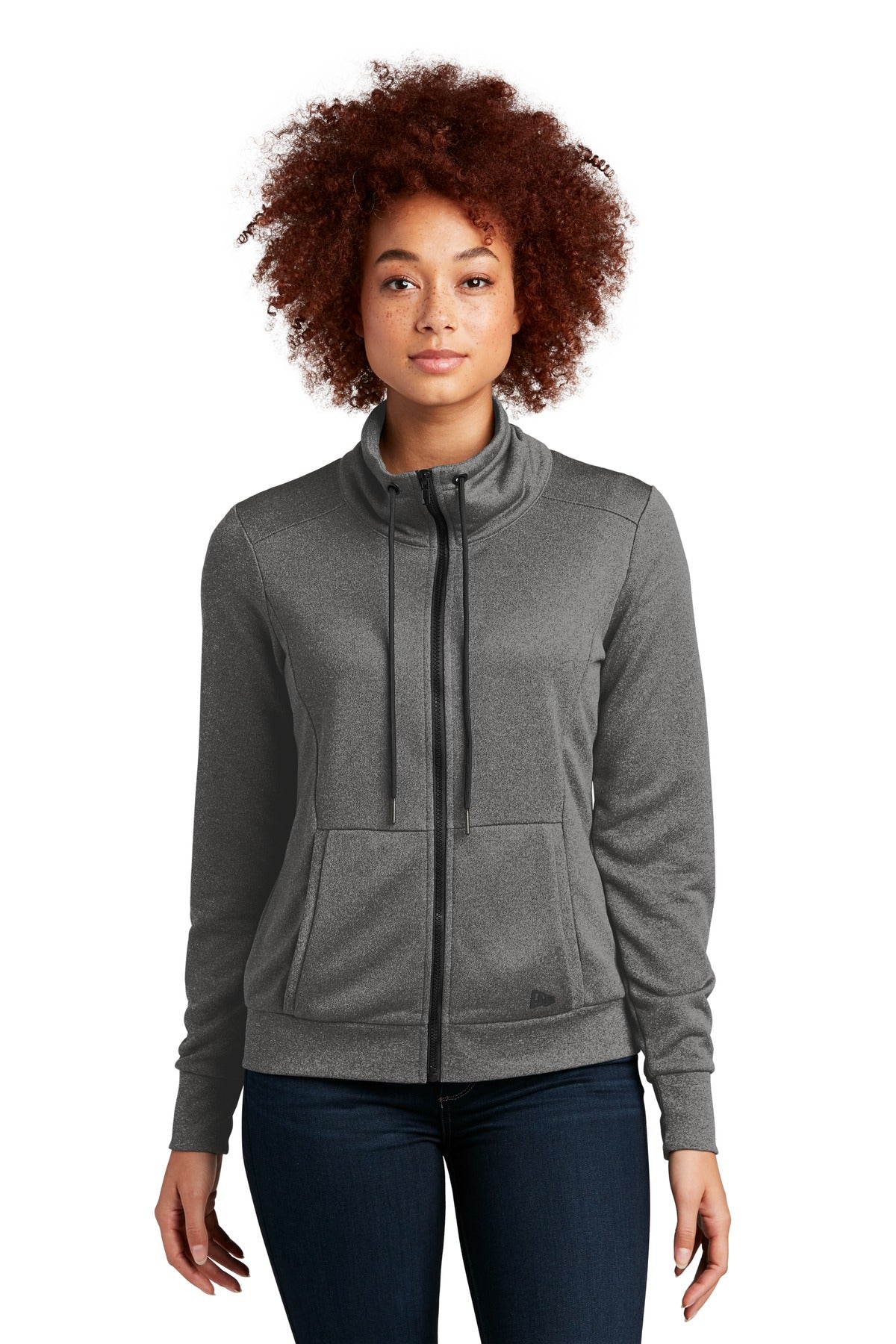 Custom Graphite Heather Women's Performance Terry Full-Zip Cowl LNEA530, personalized by SanCanDo Swag in Argyle, TX