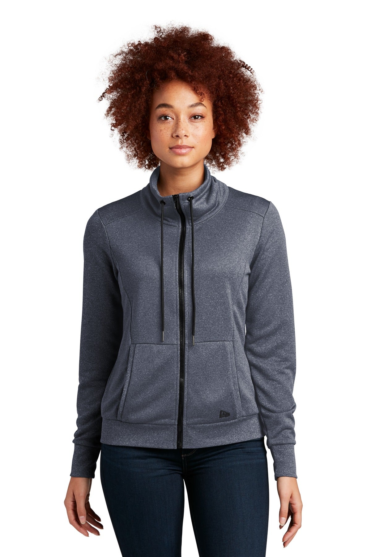 Custom True Navy Heather Women's Performance Terry Full-Zip Cowl LNEA530, personalized by SanCanDo Swag in Argyle, TX