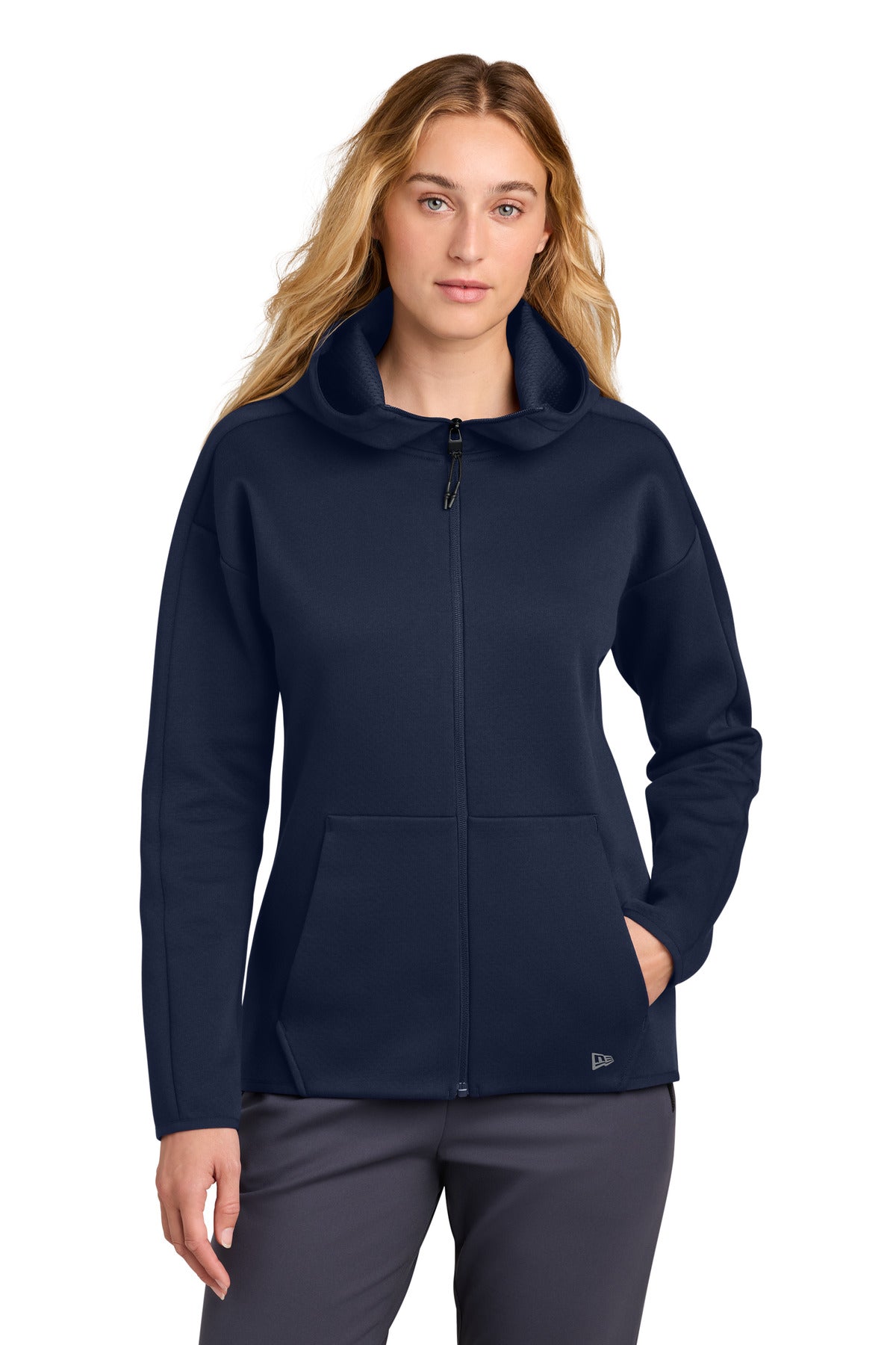 Custom True Navy Women's Double Back Full-Zip Hoodie LNEA566, personalized by SanCanDo Swag in Argyle, TX